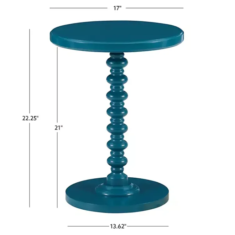 Kirklands Home Teal Wood Spindle Side Table Blue New