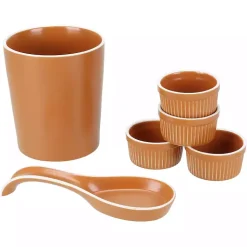 Kirklands Home Tempo Terracotta 6-pc. Countertop Accessory Set Brown New