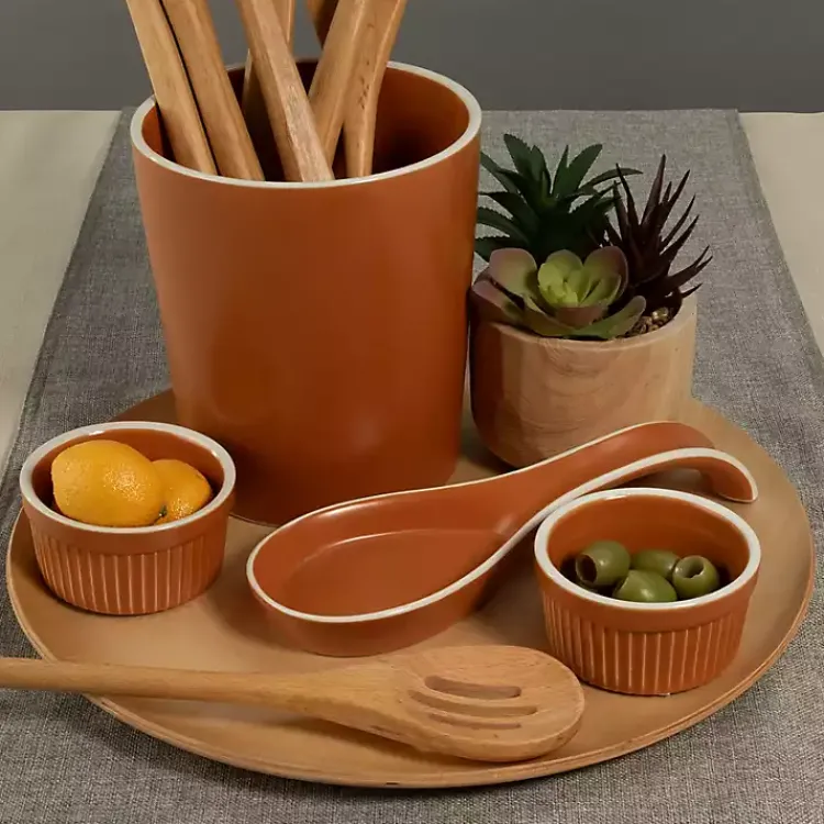 Kirklands Home Tempo Terracotta 6-pc. Countertop Accessory Set Brown New