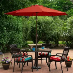 Kirklands Home Terracotta 8 ft. Hand Crank Tilt Umbrella Red New