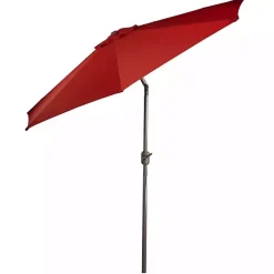 Kirklands Home Terracotta 8 ft. Hand Crank Tilt Umbrella Red New