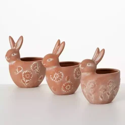 Easter Decorations>Kirklands Home Terracotta Bunny Planters, Set of 3 Orange