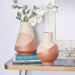 Vases>Kirklands Home Terracotta Modern Ceramic Vases, Set of 2