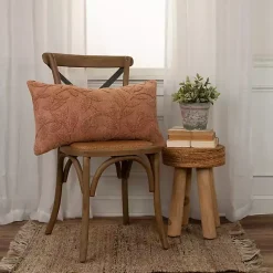 Pillows>Kirklands Home Terracotta Stonewash Botanical Pillow Pink
