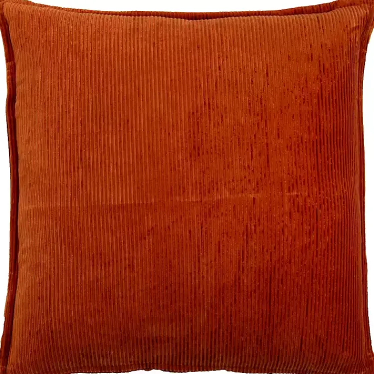 Pillows>Kirklands Home Terracotta Velvet Corduroy Flange Throw Pillow Orange