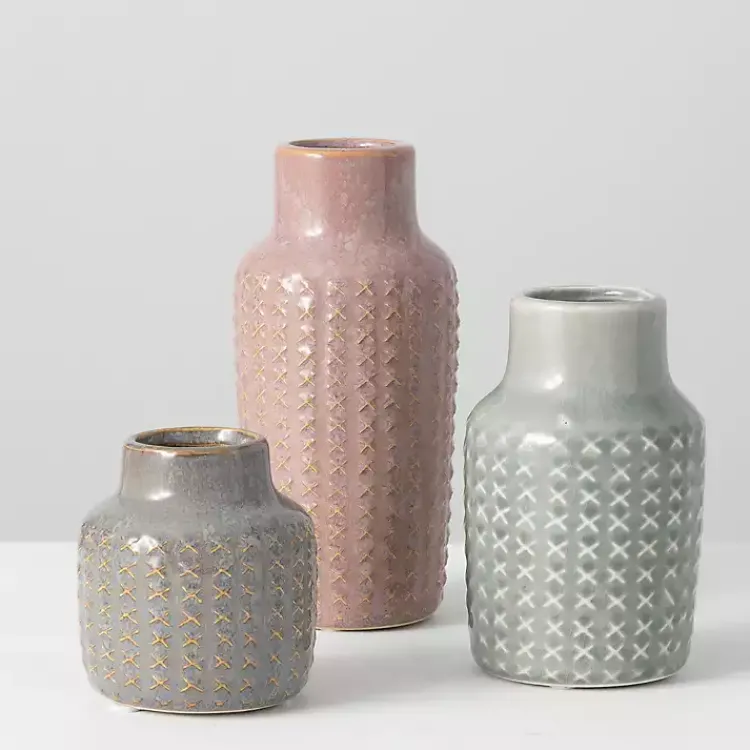 Vases>Kirklands Home Textured Ceramic Vases, Set of 3