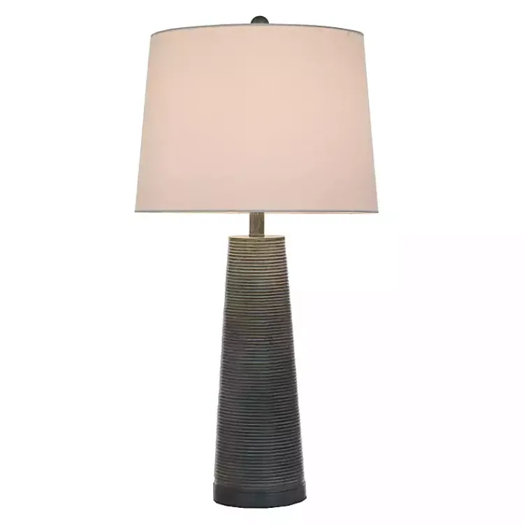 Kirklands Home Textured Denim Blue Tapered Table Lamp White Discount