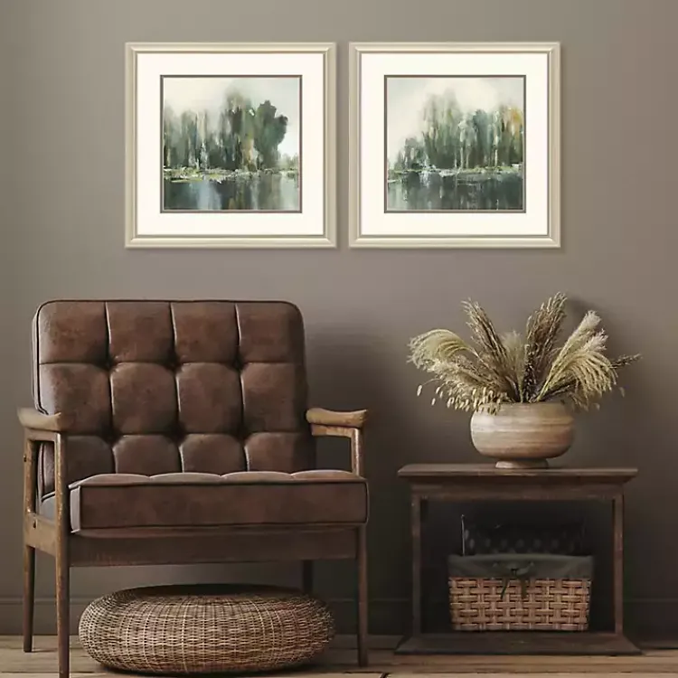 Kirklands Home Textured Treeline Framed Art Prints, Set of 2 Blue Outlet