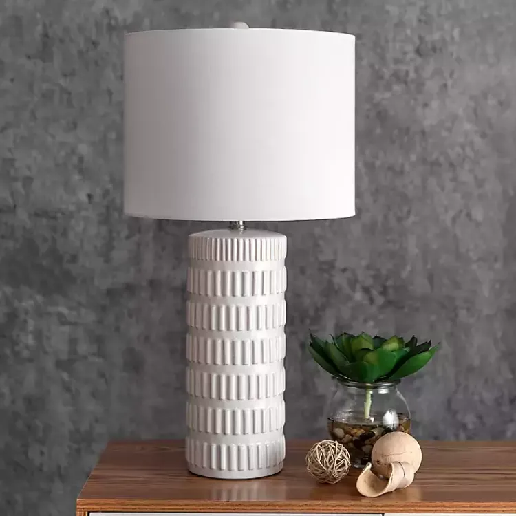 Kirklands Home Textured Ceramic Table Lamp White New