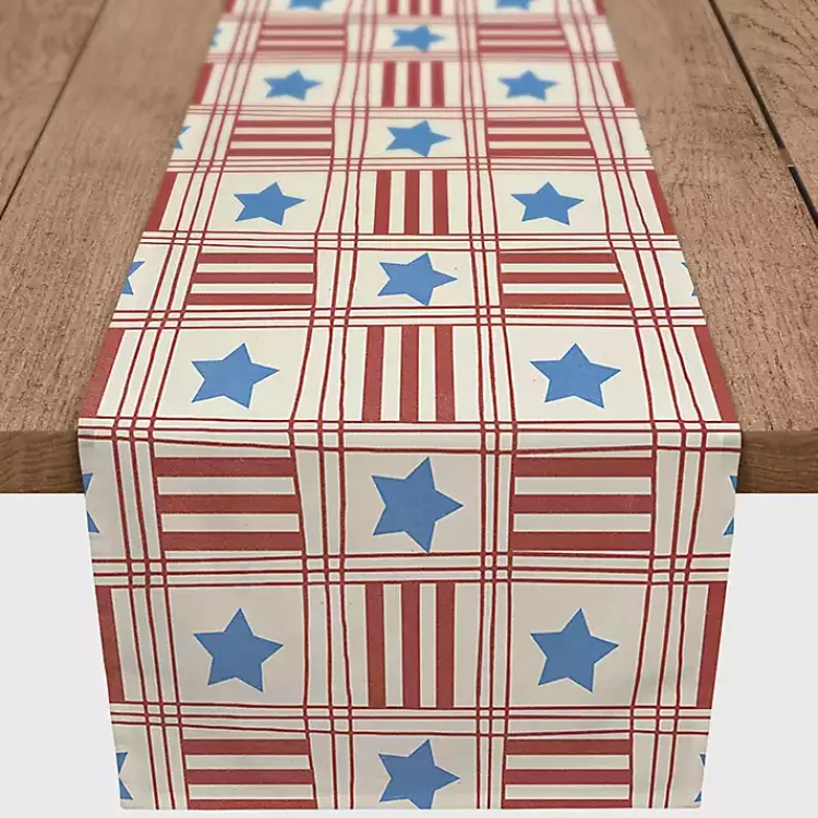Kirklands Home 4th of July Stars & Stripes Table Runner, 90 in. New