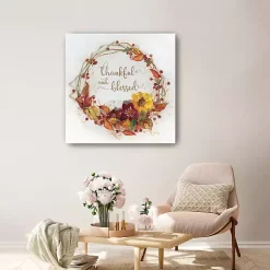 Fall>Kirklands Home Thankful & Blessed Harvest Wreath Print, 30x30