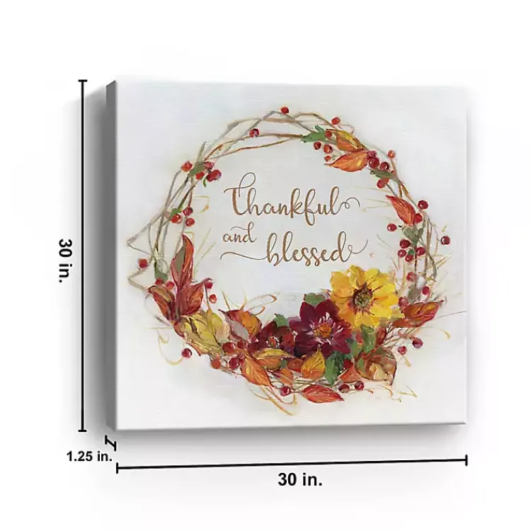 Fall>Kirklands Home Thankful & Blessed Harvest Wreath Print, 30x30