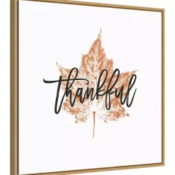 Fall>Kirklands Home Thankful Leaf Stamp Framed Canvas Art Print