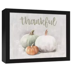 Fall>Kirklands Home Thankful Pumpkins Framed Canvas Art Print Gray