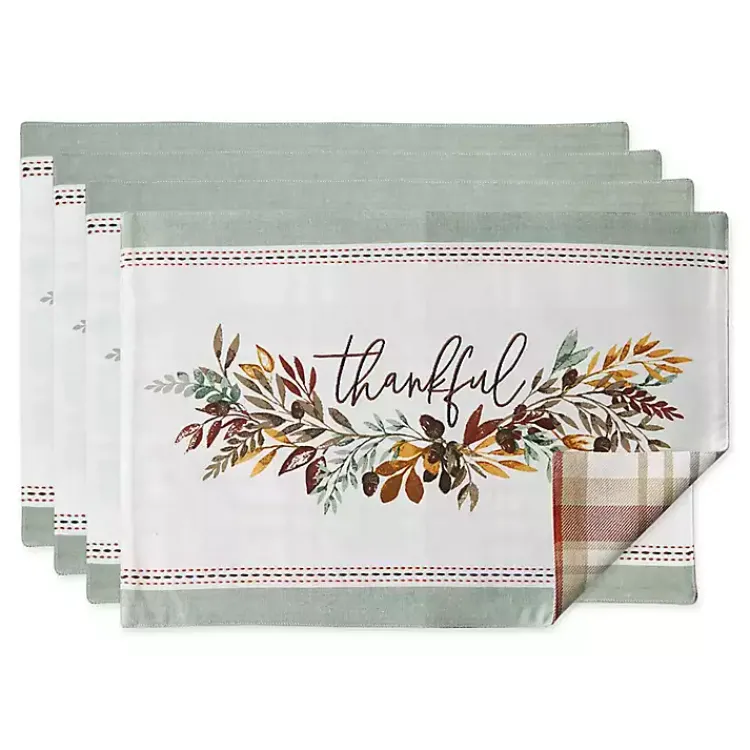 Fall>Kirklands Home Thankful Reversible Placemats, Set of 4