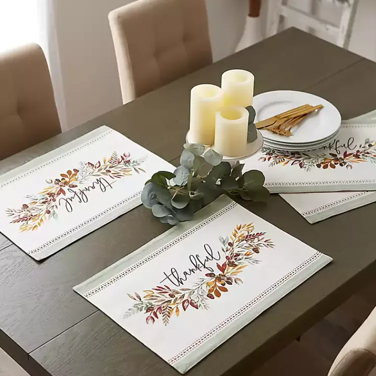 Fall>Kirklands Home Thankful Reversible Placemats, Set of 4