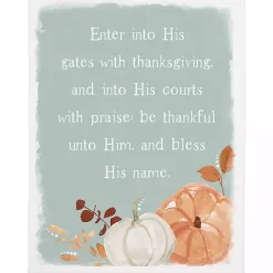 Fall>Kirklands Home Thanksgiving Verse Canvas Wall Plaque Blue