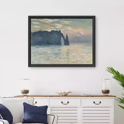 Kirklands Home The Cliff-Etretat, Sunset Framed Canvas Art Print Blue Discount