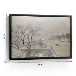 Kirklands Home The Louvre Under Snow Framed Canvas Art Print White Hot