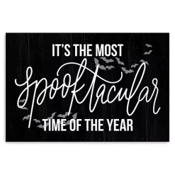 Halloween>Kirklands Home The Most Spooktacular Time Canvas Wall Plaque Black