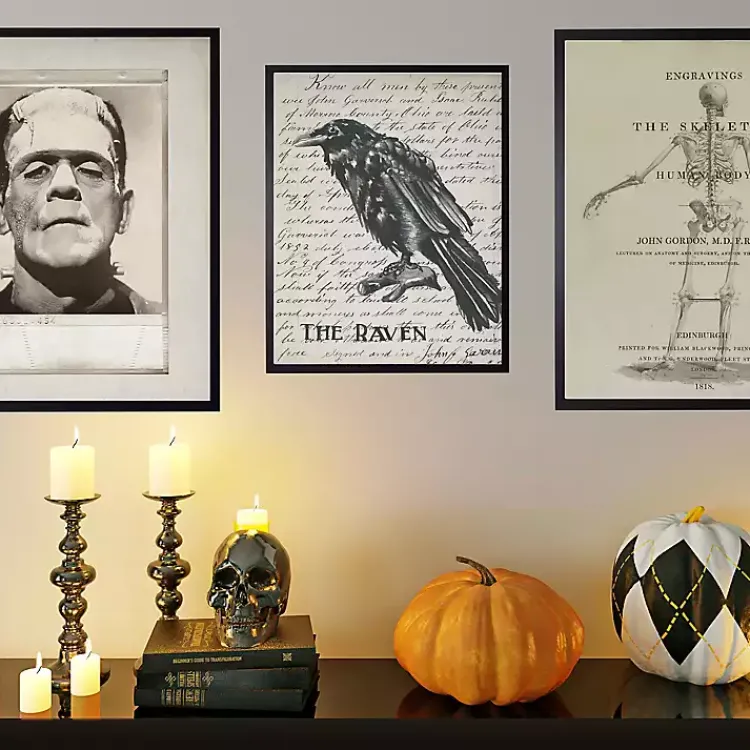 Halloween>Kirklands Home The Raven Framed Halloween Wall Art