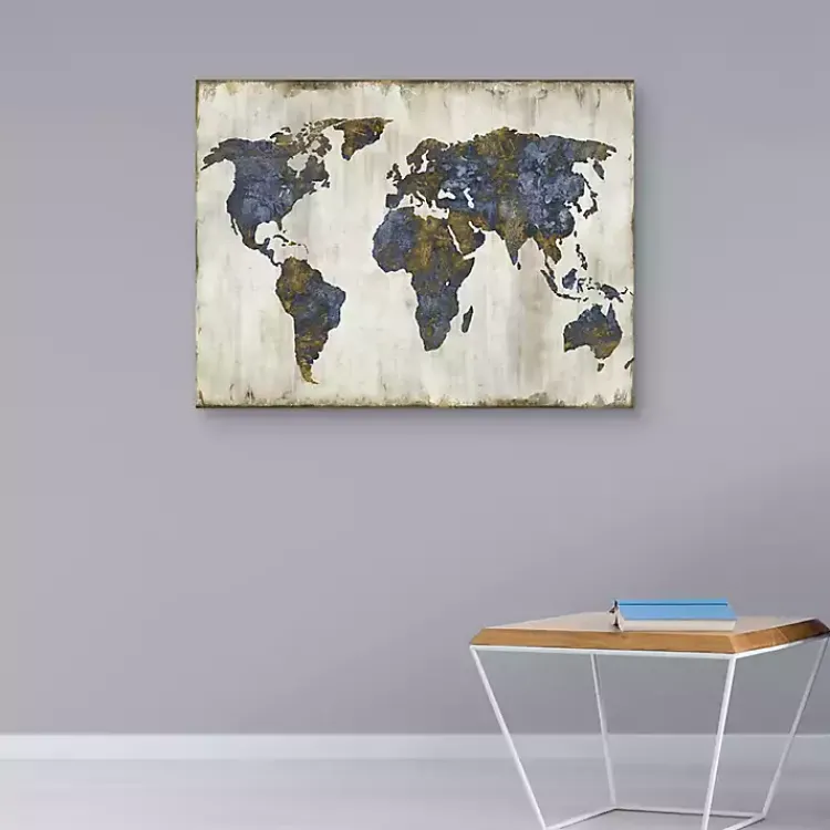 Kirklands Home The World I Canvas Art Print Blue New