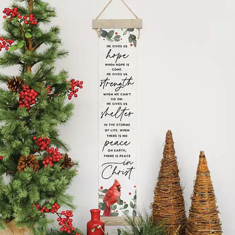Christmas Art & Wall Decor>Kirklands Home There is Peace in Christ Hanging Canvas Sign