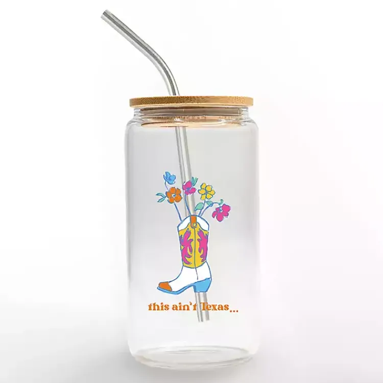 Kirklands Home This Ain't Texas Glass Tumbler New