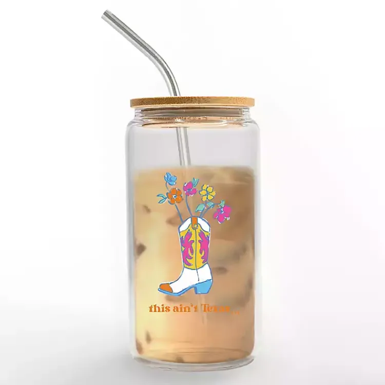 Kirklands Home This Ain't Texas Glass Tumbler New