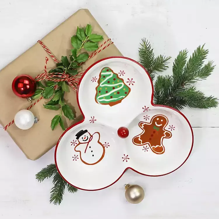 Kirklands Home Three-Section Christmas Serving Platter Sale