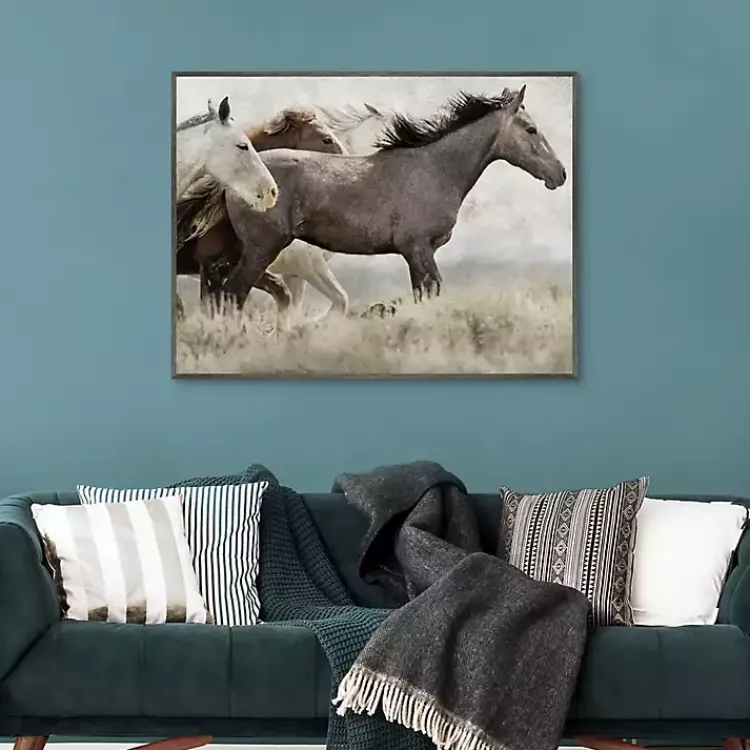 Kirklands Home Thunder Ridge Distressed Framed Canvas Art Print Gray Clearance