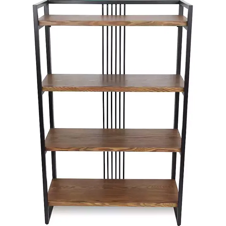 Kirklands Home 4-Tier Black Metal Frame Shelf Brown Best