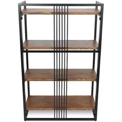 Kirklands Home 4-Tier Black Metal Frame Shelf Brown Best