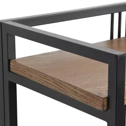 Kirklands Home 4-Tier Black Metal Frame Shelf Brown Best