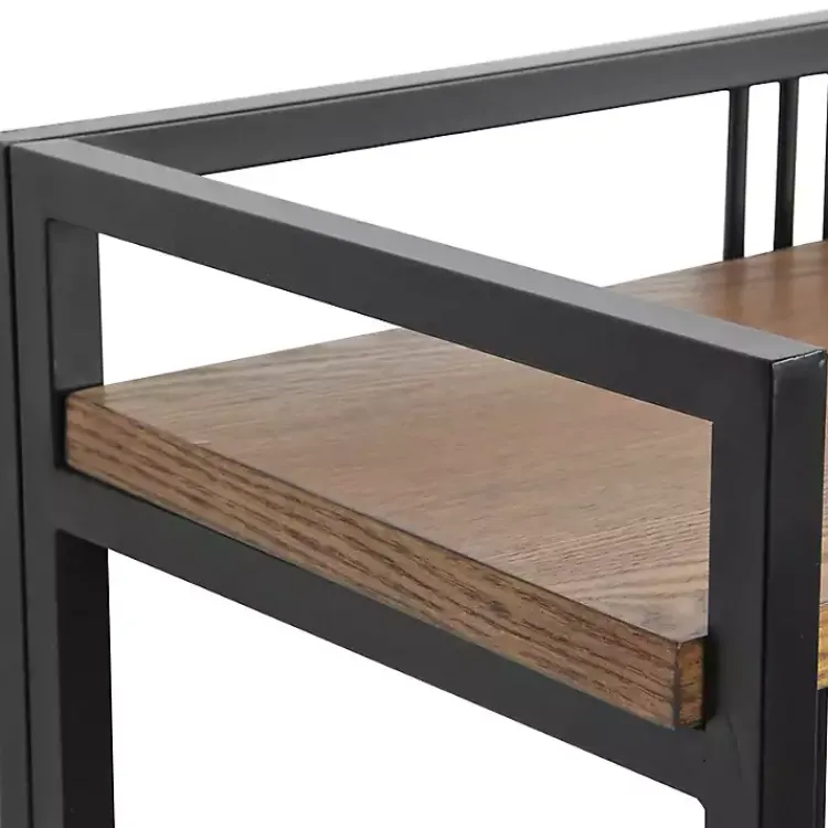 Kirklands Home 4-Tier Black Metal Frame Shelf Brown Best