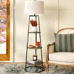 Kirklands Home 3-Tier Shelf Floor Lamp White Clearance
