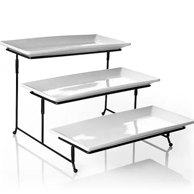 Kirklands Home 3-Tier Serving Plates White Online