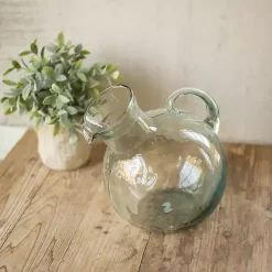 Kirklands Home Tilted Mouthed Circular Pitcher Clear Hot