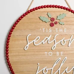 Christmas Art & Wall Decor>Kirklands Home Tis the Season to be Jolly Round Wall Plaque