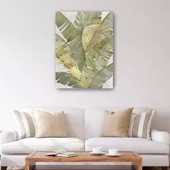 Kirklands Home Touch of Gold Banana Leaves Canvas Art Print Sale
