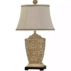 Kirklands Home Traditional Carved Cream Finish Table Lamp White Best