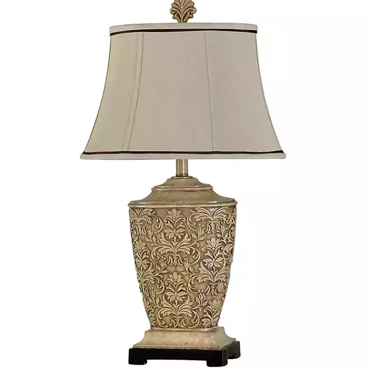 Kirklands Home Traditional Carved Cream Finish Table Lamp White Best