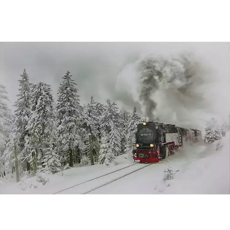 Christmas Art & Wall Decor>Kirklands Home Train in Winter Woods LED Canvas Art Print