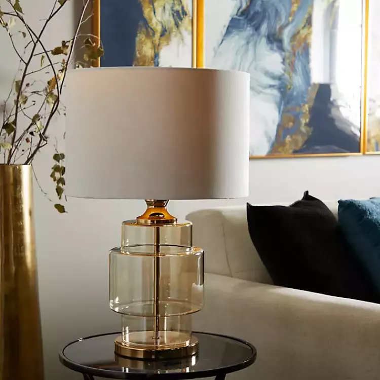 Kirklands Home Translucent Orange Glass Shade Table Lamp White
