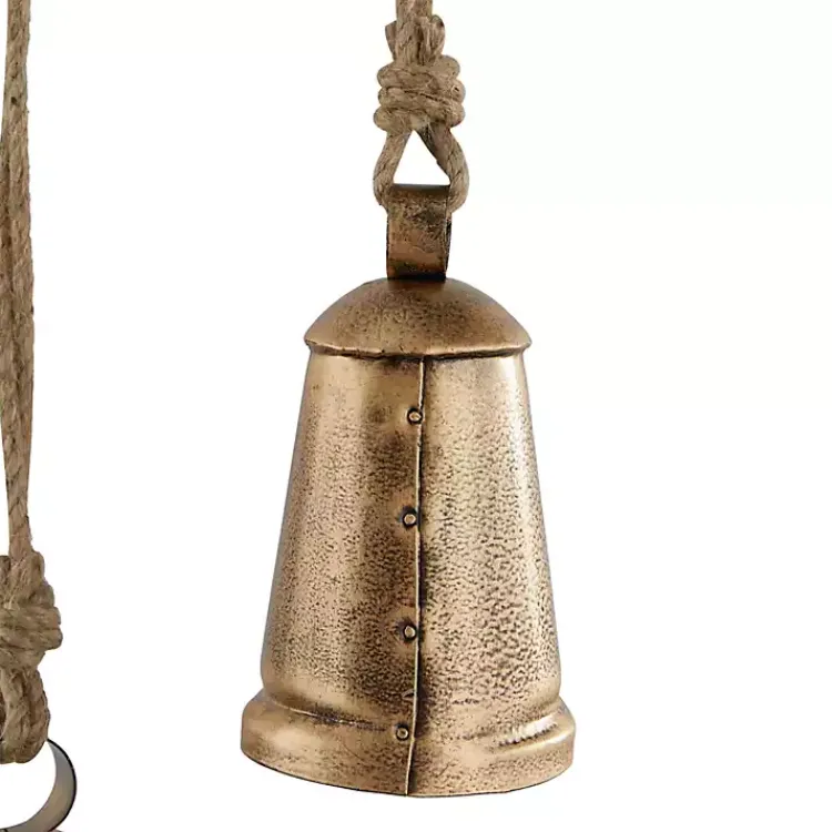 Decorative Accents>Kirklands Home Triangular Aged Hanging Bells, Set of 3 Gold