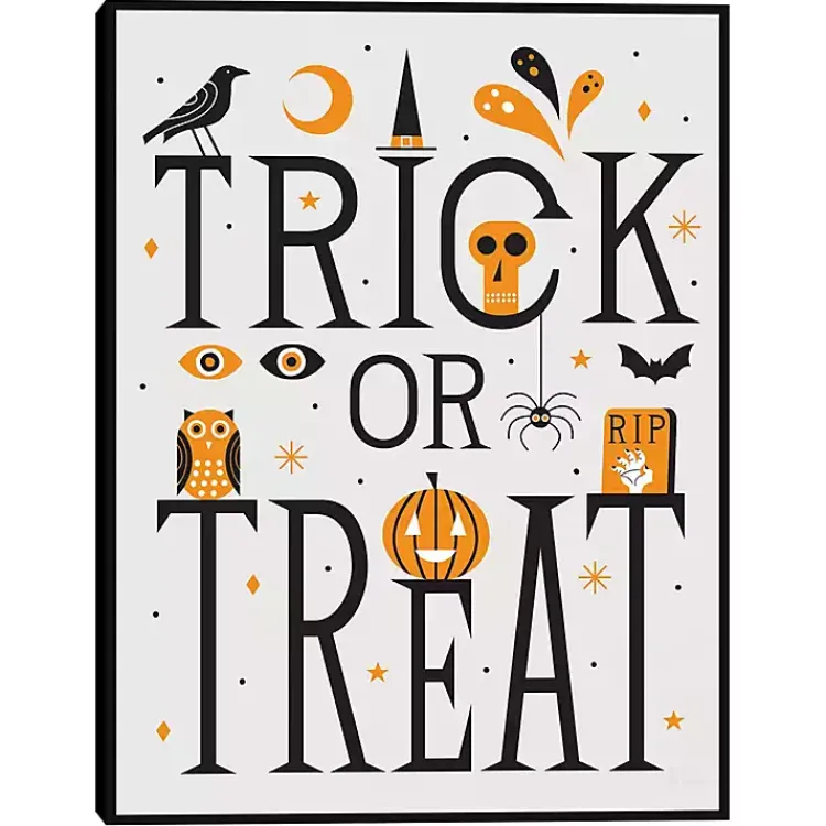 Halloween>Kirklands Home Trick or Treat Framed Canvas Wall Plaque