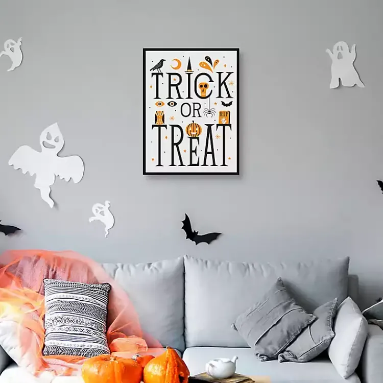 Halloween>Kirklands Home Trick or Treat Framed Canvas Wall Plaque