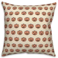 Halloween>Kirklands Home Trick or Treat Pumpkins Pattern Throw Pillow Orange