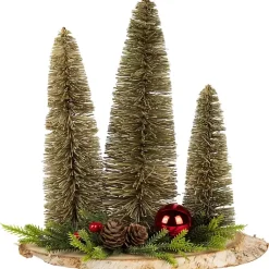 Christmas Decorations>Kirklands Home Trio of Bottle Brush Trees Christmas Decoration Green