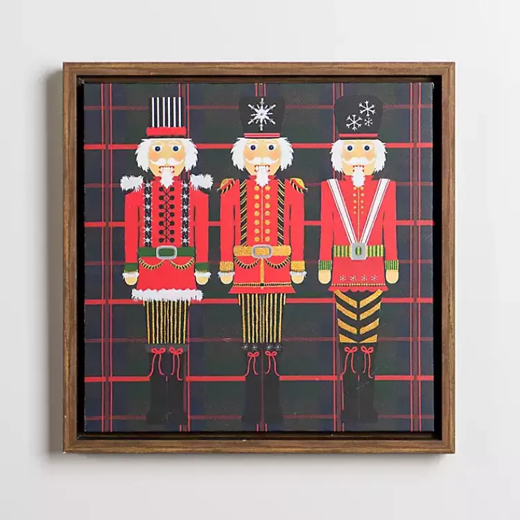 Christmas Art & Wall Decor>Kirklands Home Triple Nutcrackers Plaid Wall Plaque